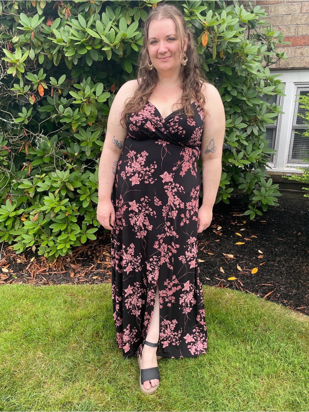 Windsor Black Maxi Dress with Pink Floral Print